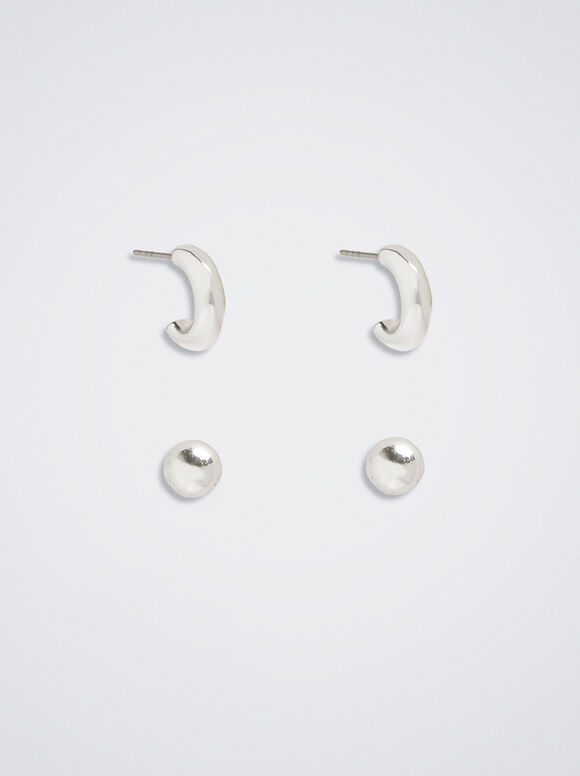 Silver Earrings Set, Silver, hi-res
