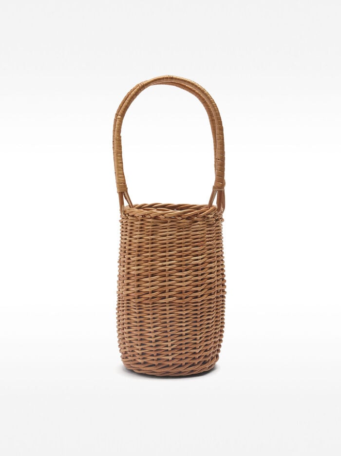 Elongated rattan handbag