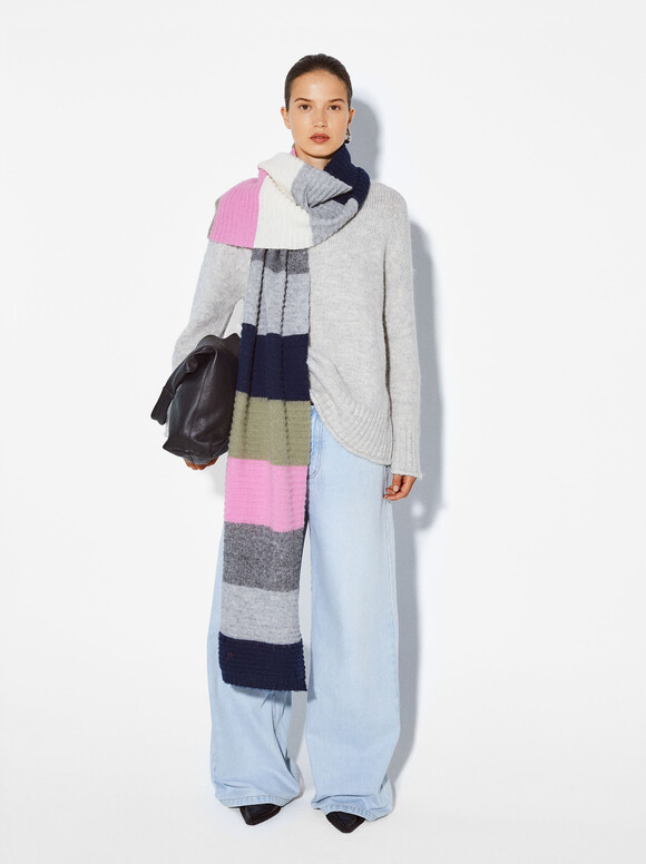 Striped Blanket Scarf, Multicolor, hi-res