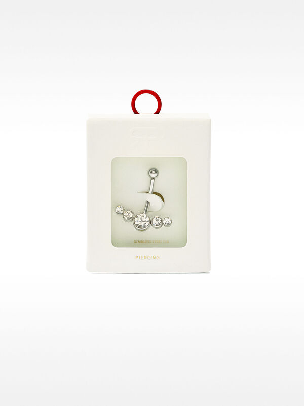 Belly button piercing with crystal circles – stainless steel