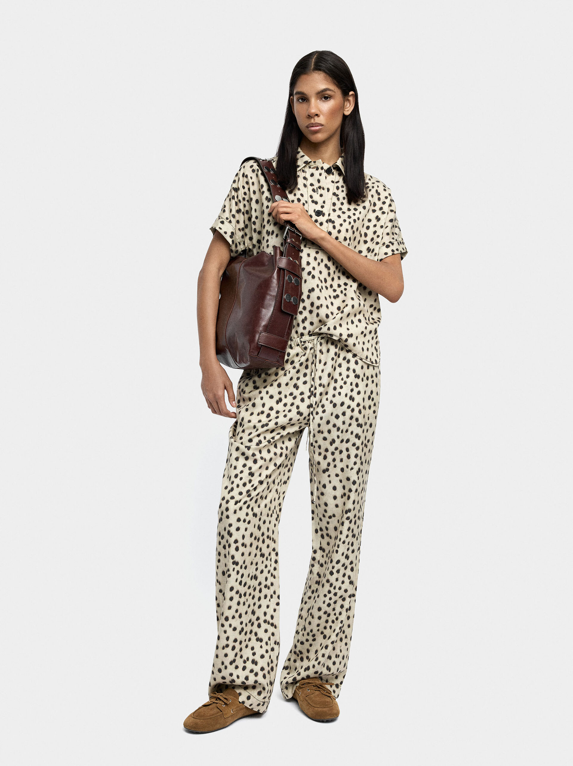 100% lyocell animal print trousers  image number 0.0