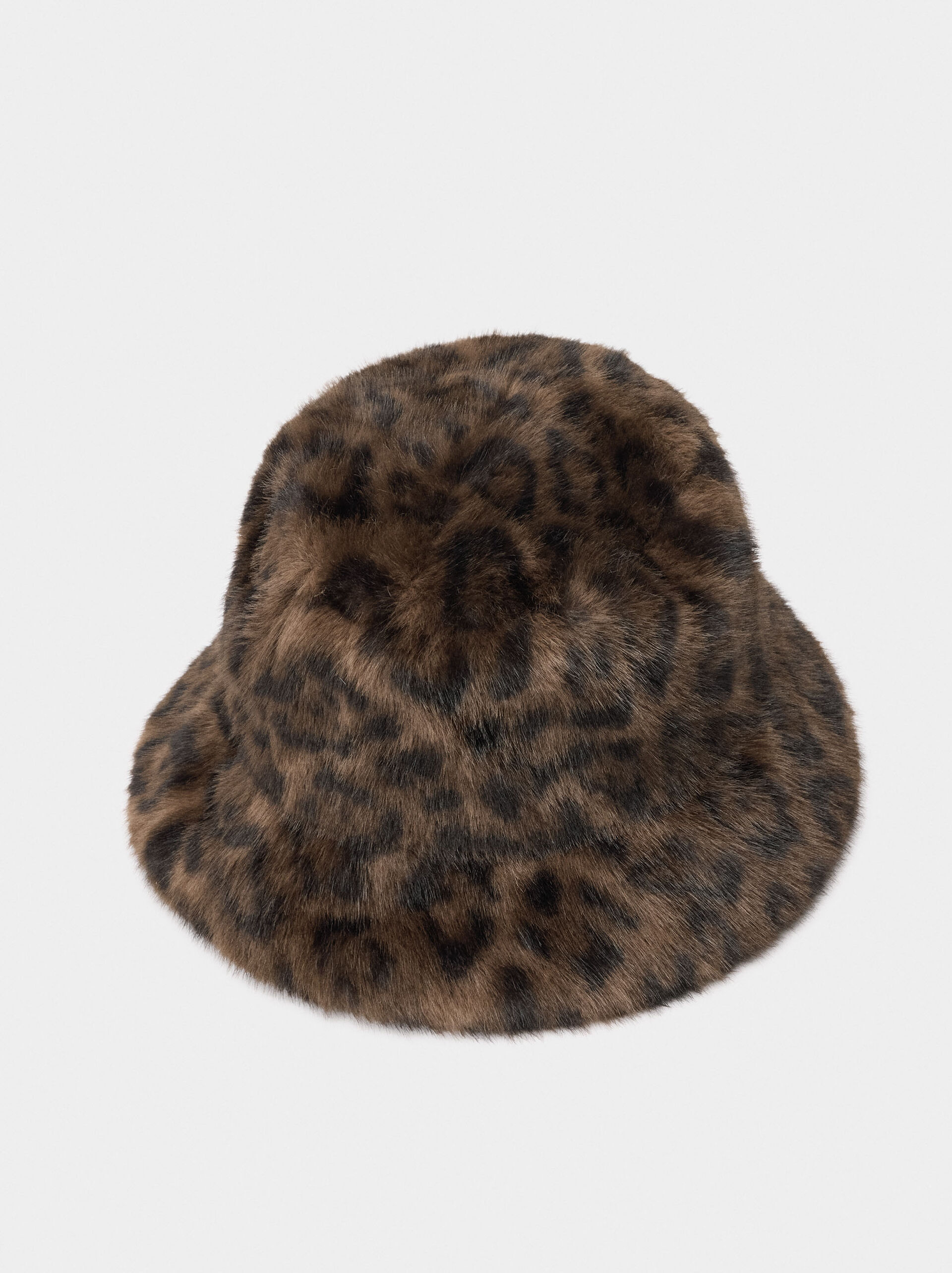 Bucket hat with animal printed faux fur effect image number 2.0