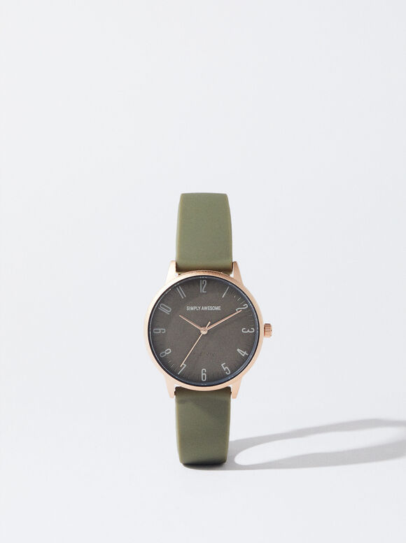 Uhr Mit Armband Aus Silikon, Khaki, hi-res