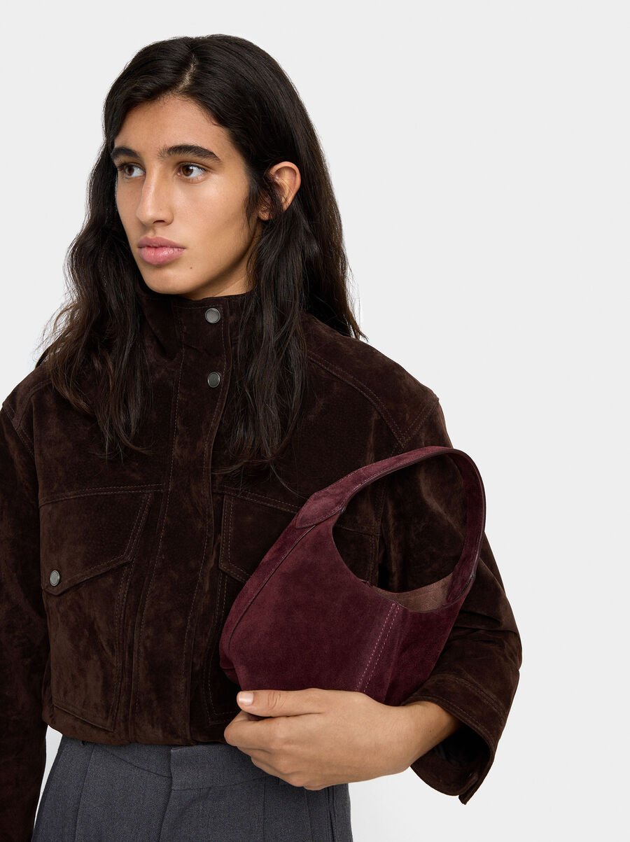 Bolso bombonera de ante