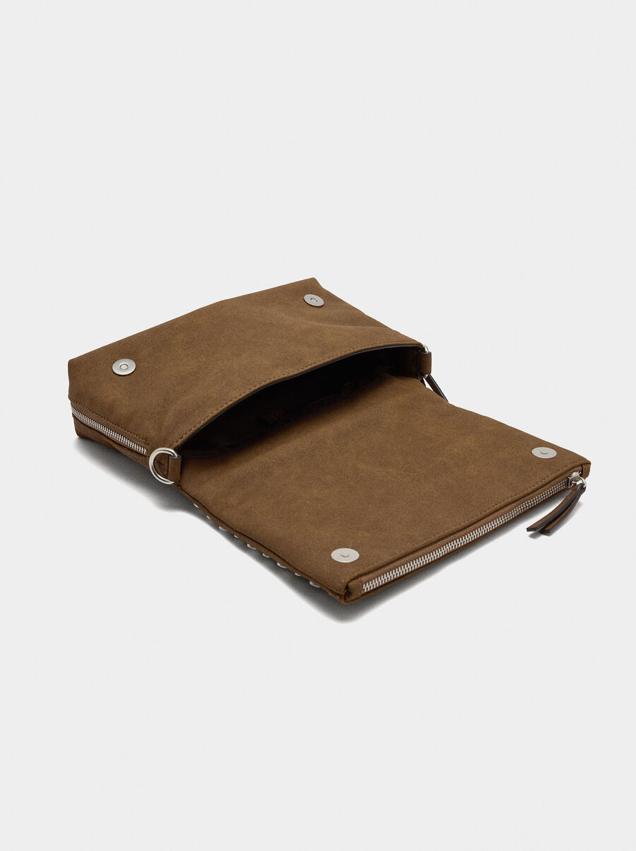 Faux leather studded shoulder bag