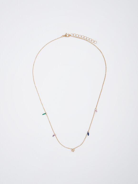 Necklace With Zirconia, Multicolor, hi-res