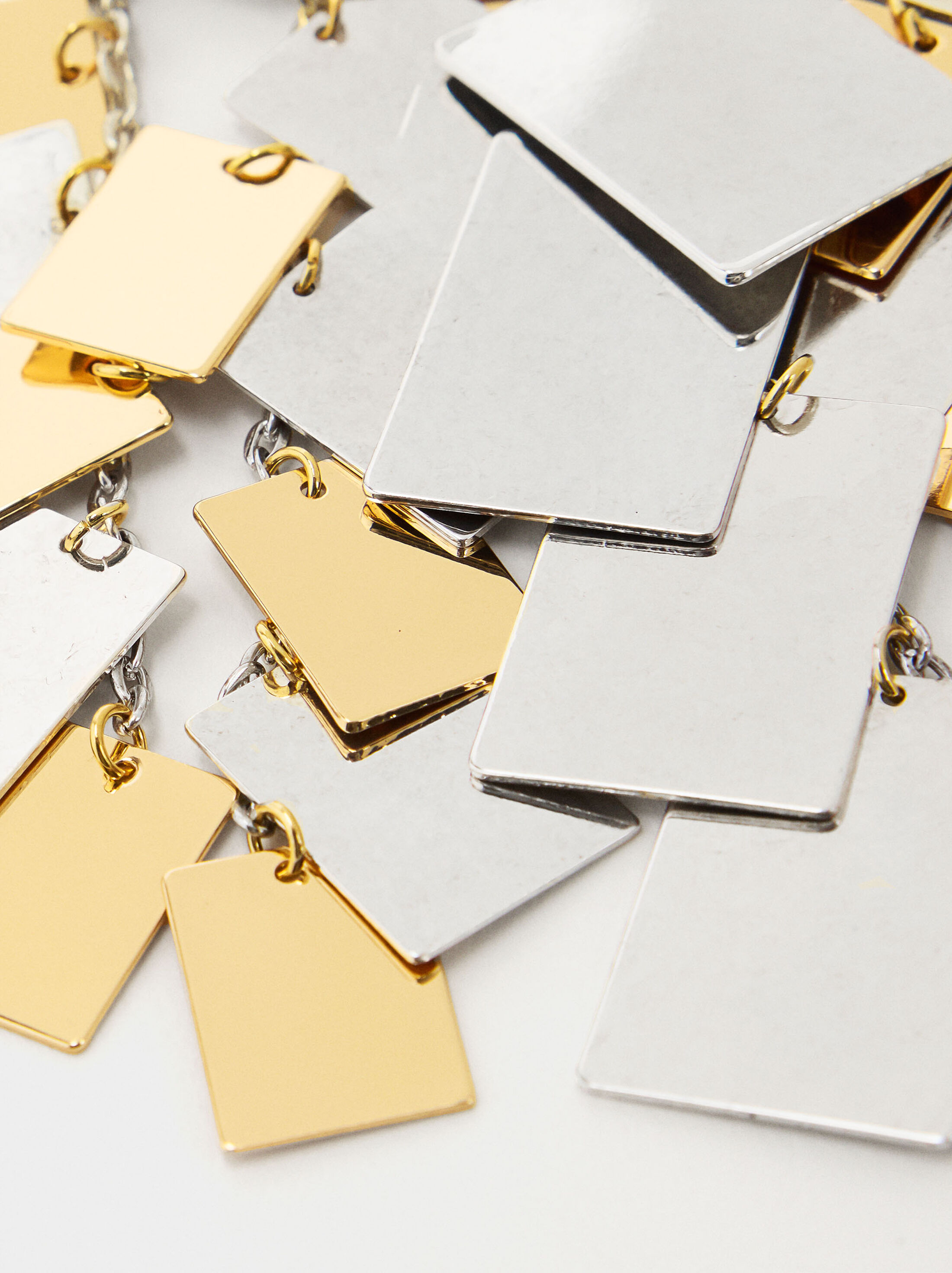 Long bicolor necklace with multiple squares image number 1.0