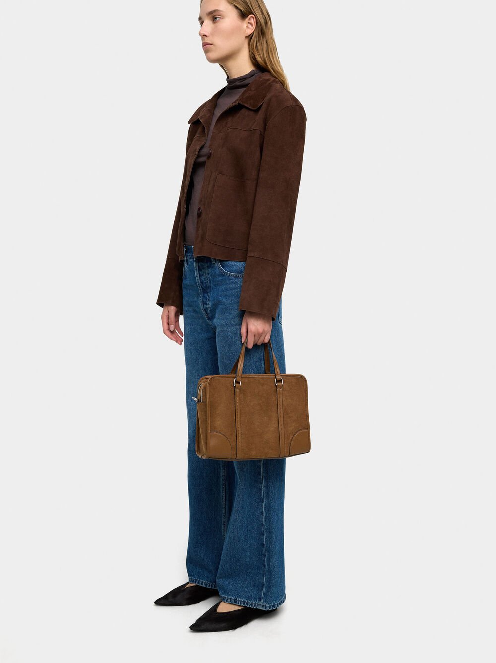 Tote bag with leather effect and shoulder strap