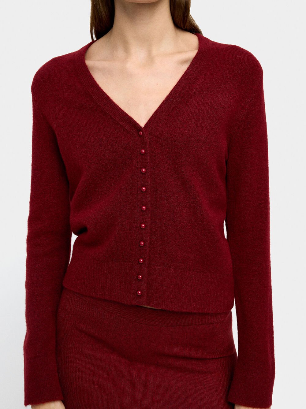 V-neck knit cardigan