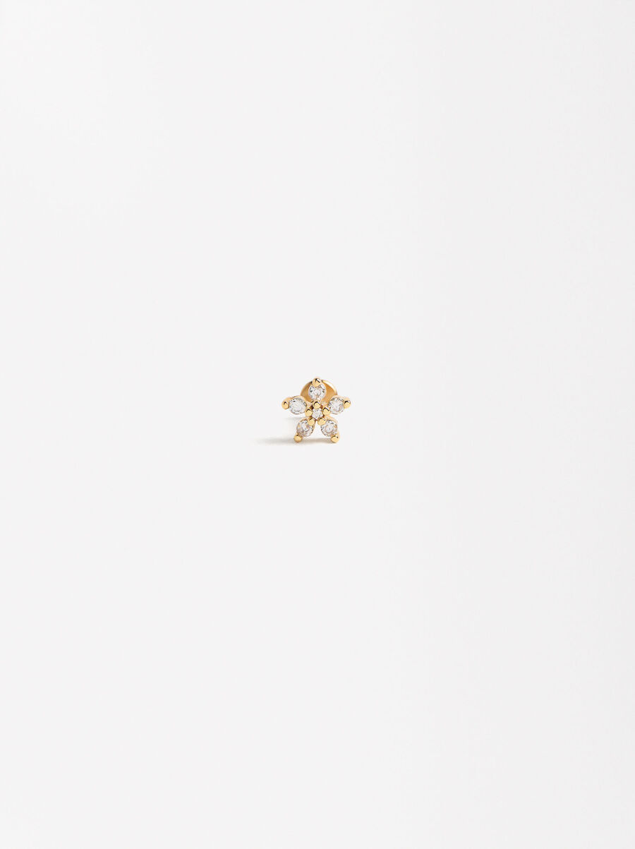 Piercing fleur avec zircon - acier inoxydable