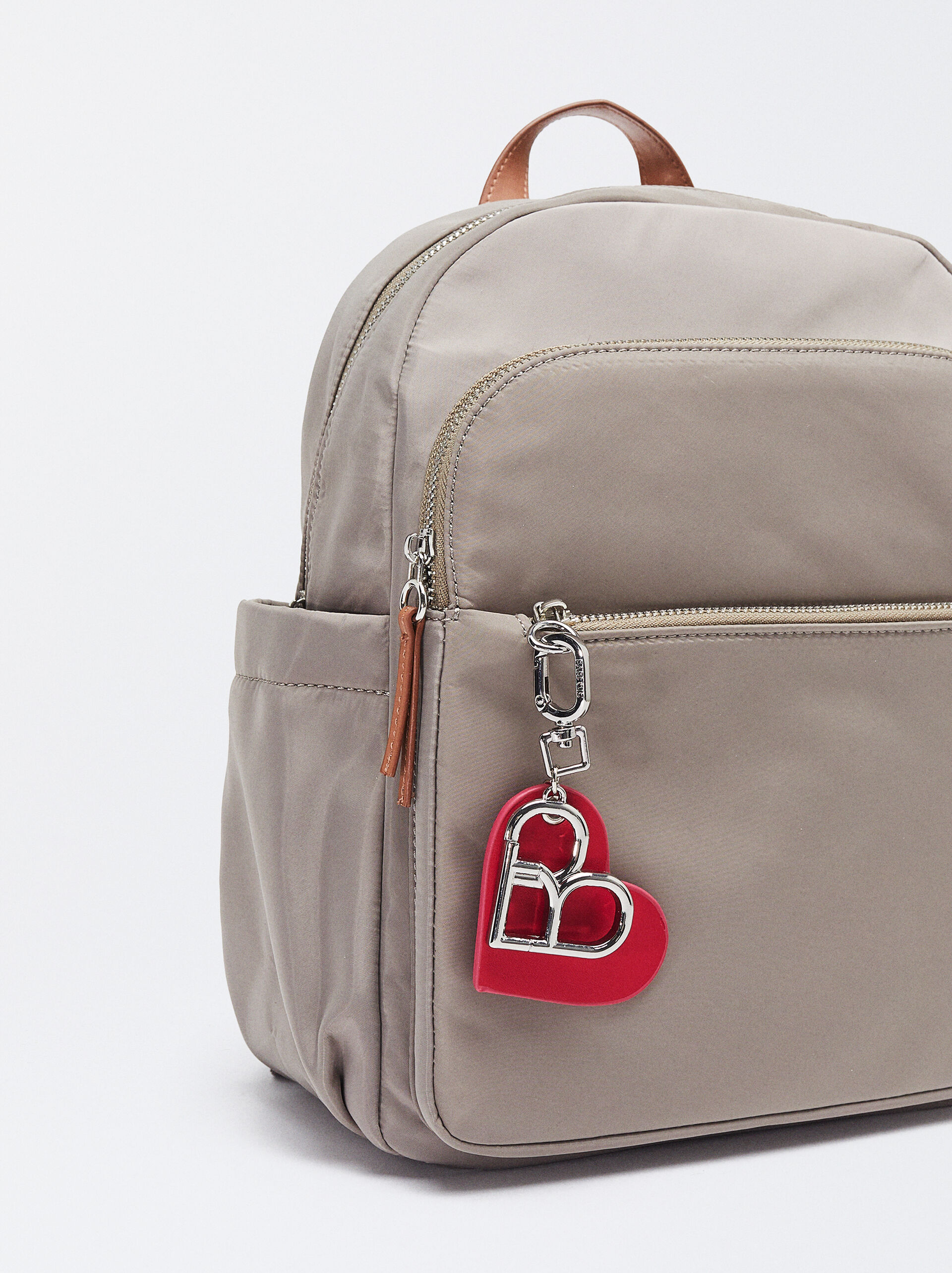 Nylon Backpack With Heart Pendant image number 1.0