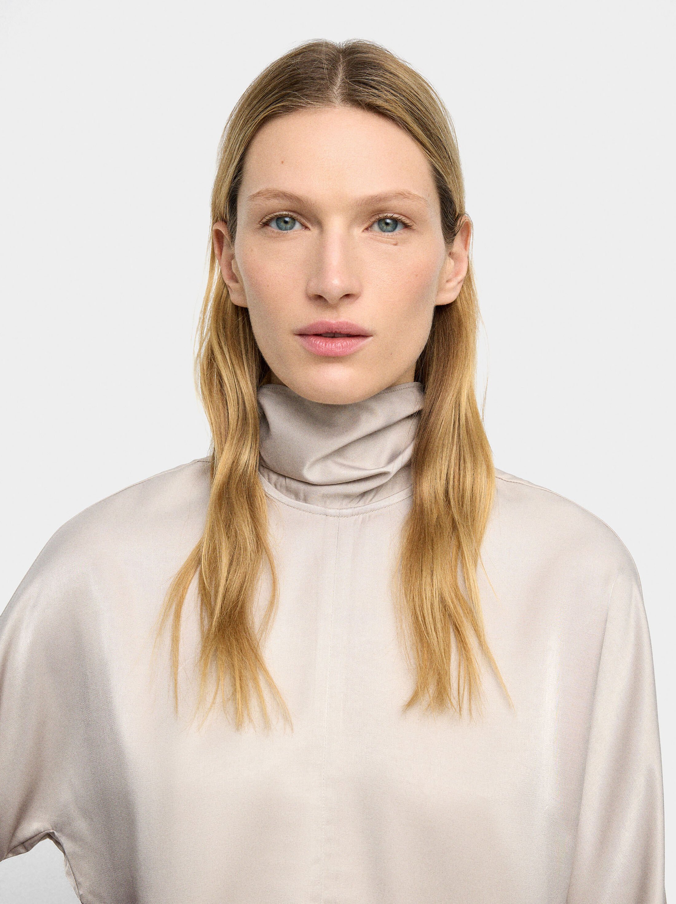 Satin blouse with high neck image number 1.0