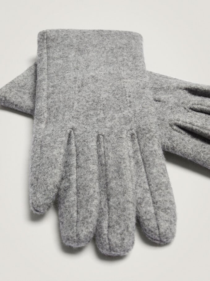 Knitted Gloves, Grey, hi-res