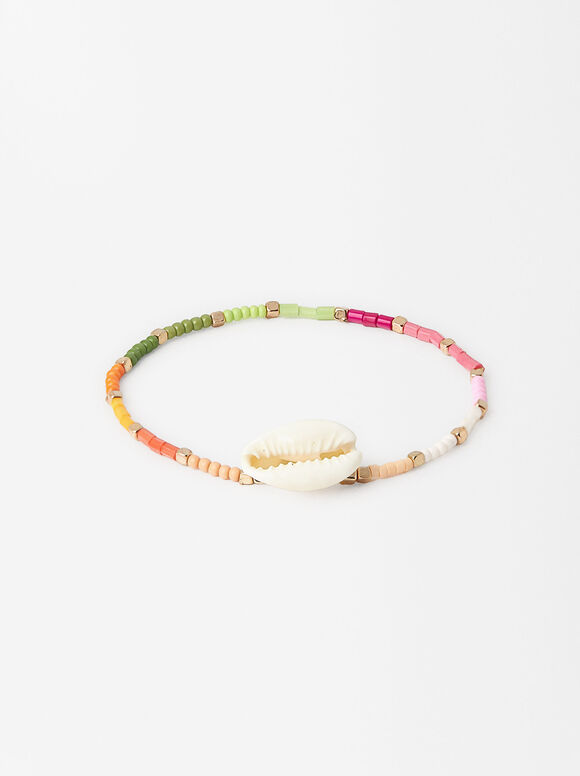Bracelet À Perles Avec Coquillage, Multicolore, hi-res