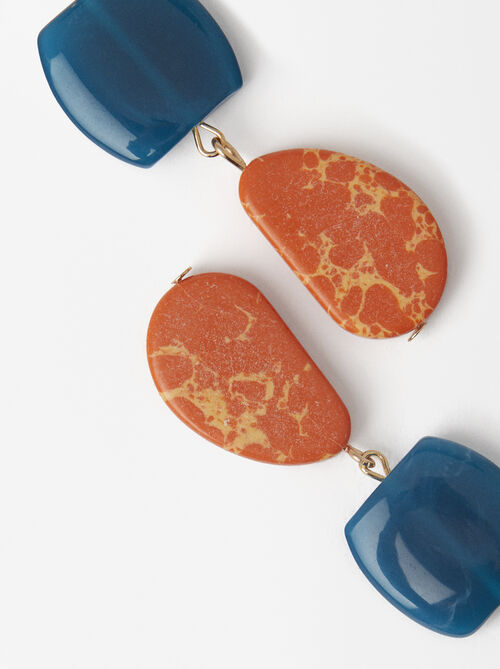 Earrings With Stone And Resin