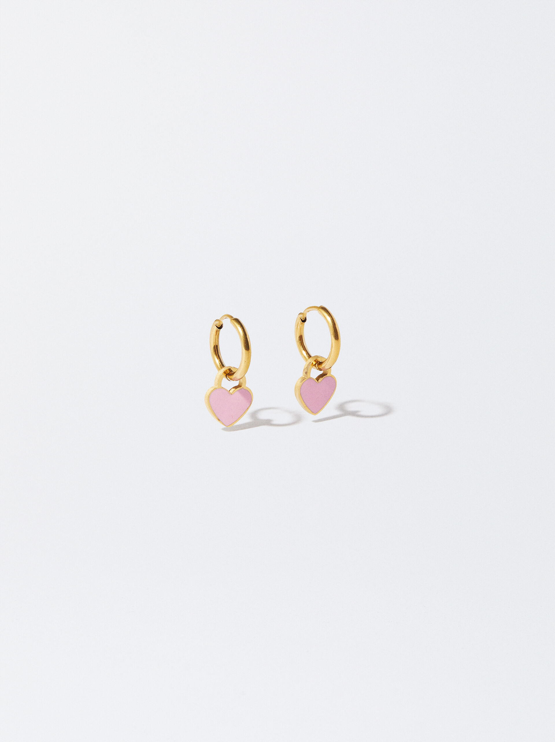Online Exclusive - Personalized Heart Stainless Steel Hoop Earrings image number 0.0