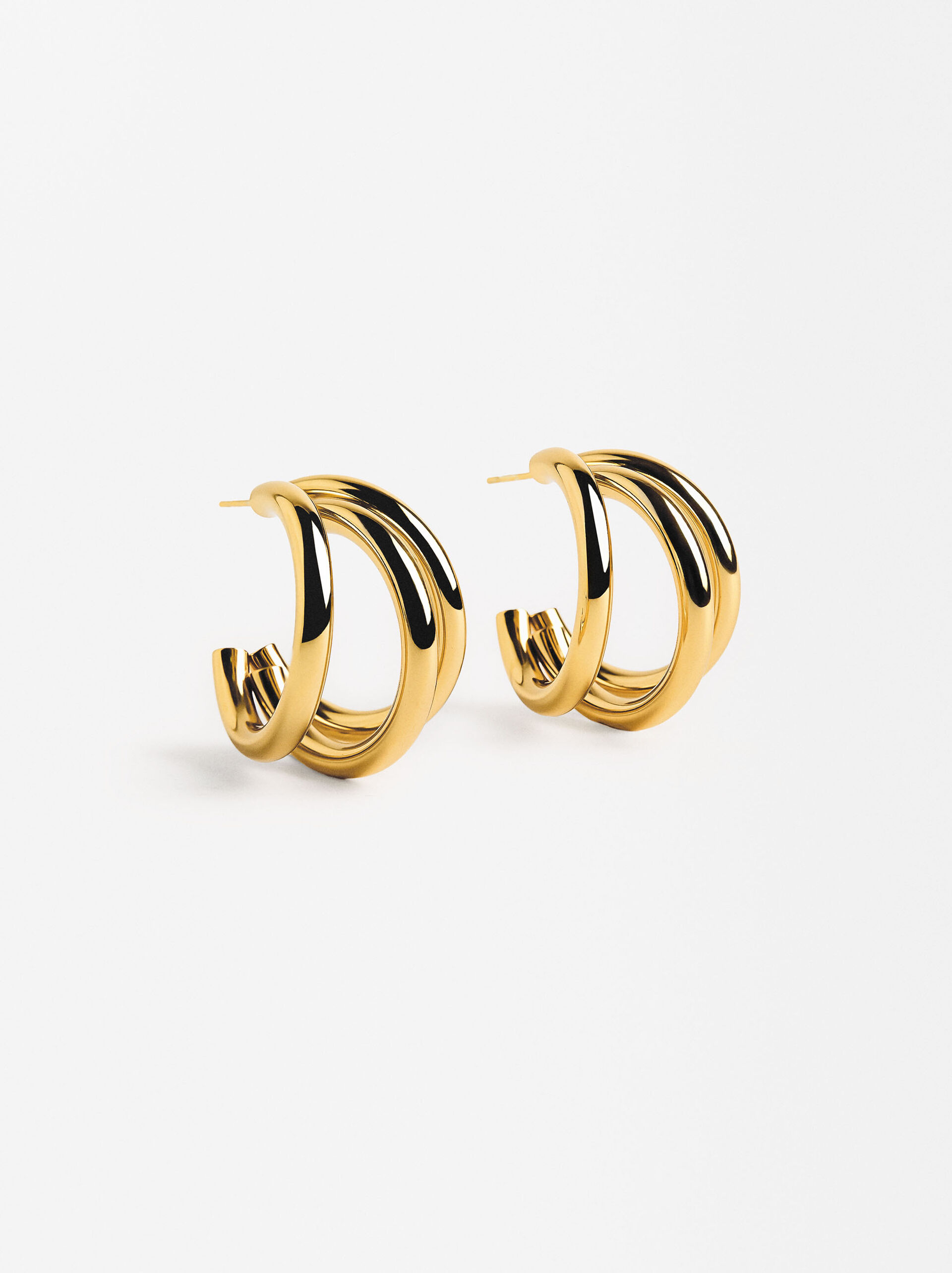 Pendientes maxi efecto multiaro - acero inoxidable image number 0.0