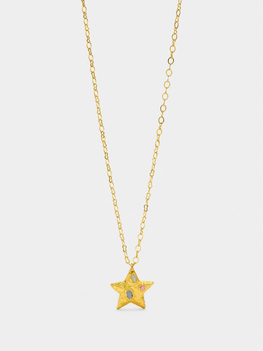 Star pendant necklace with stones - 18k gold swim