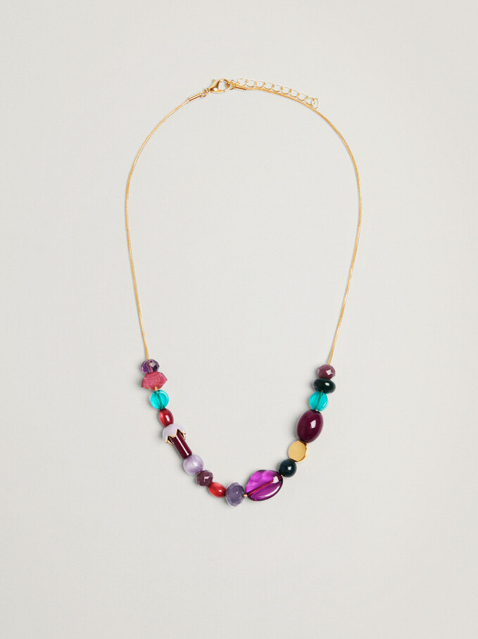 Necklace With Stone And Resin, Multicolor, hi-res