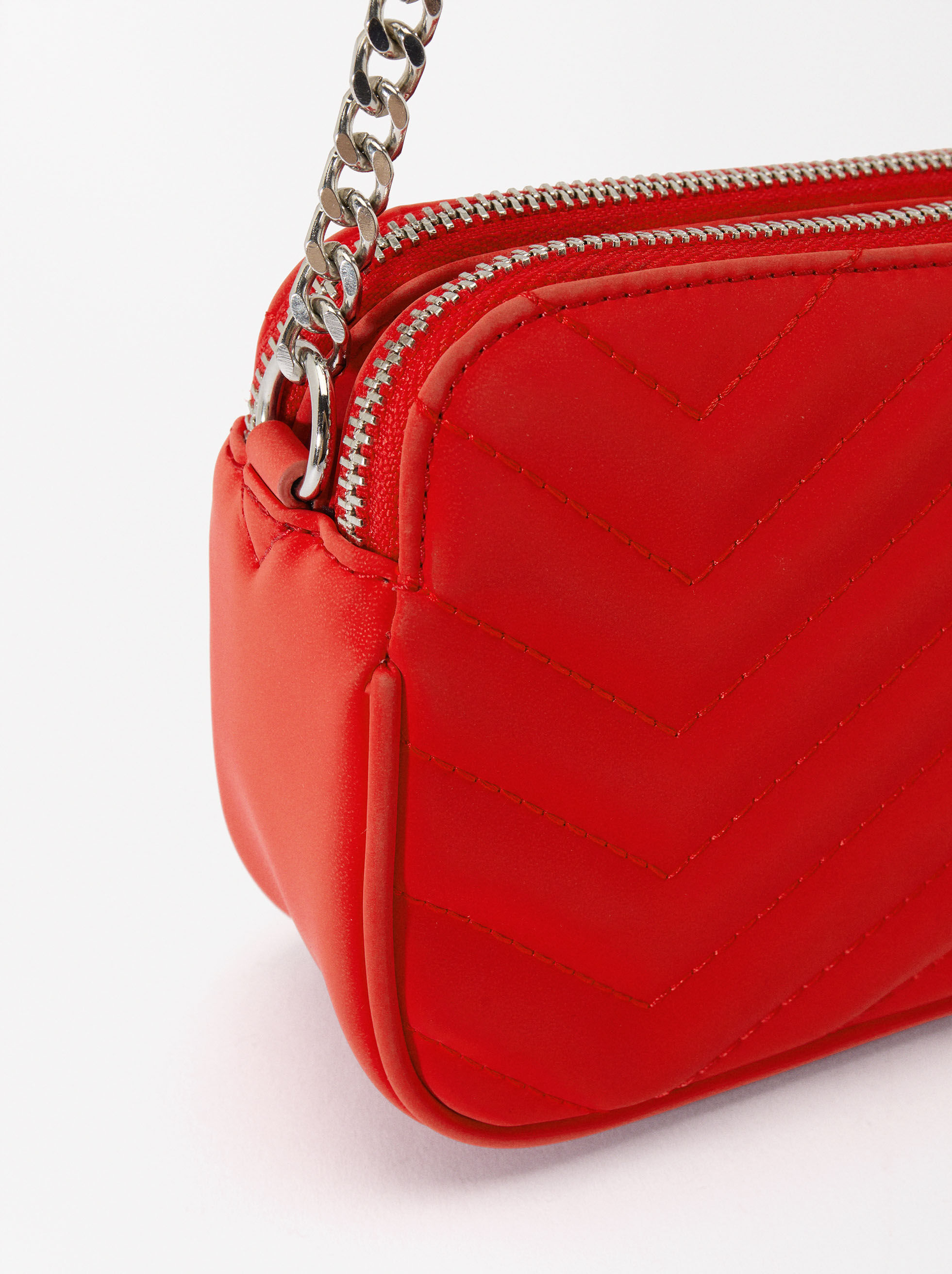 Sac A Bandouliere Rembourre Avec Chaine Rouge Parfois