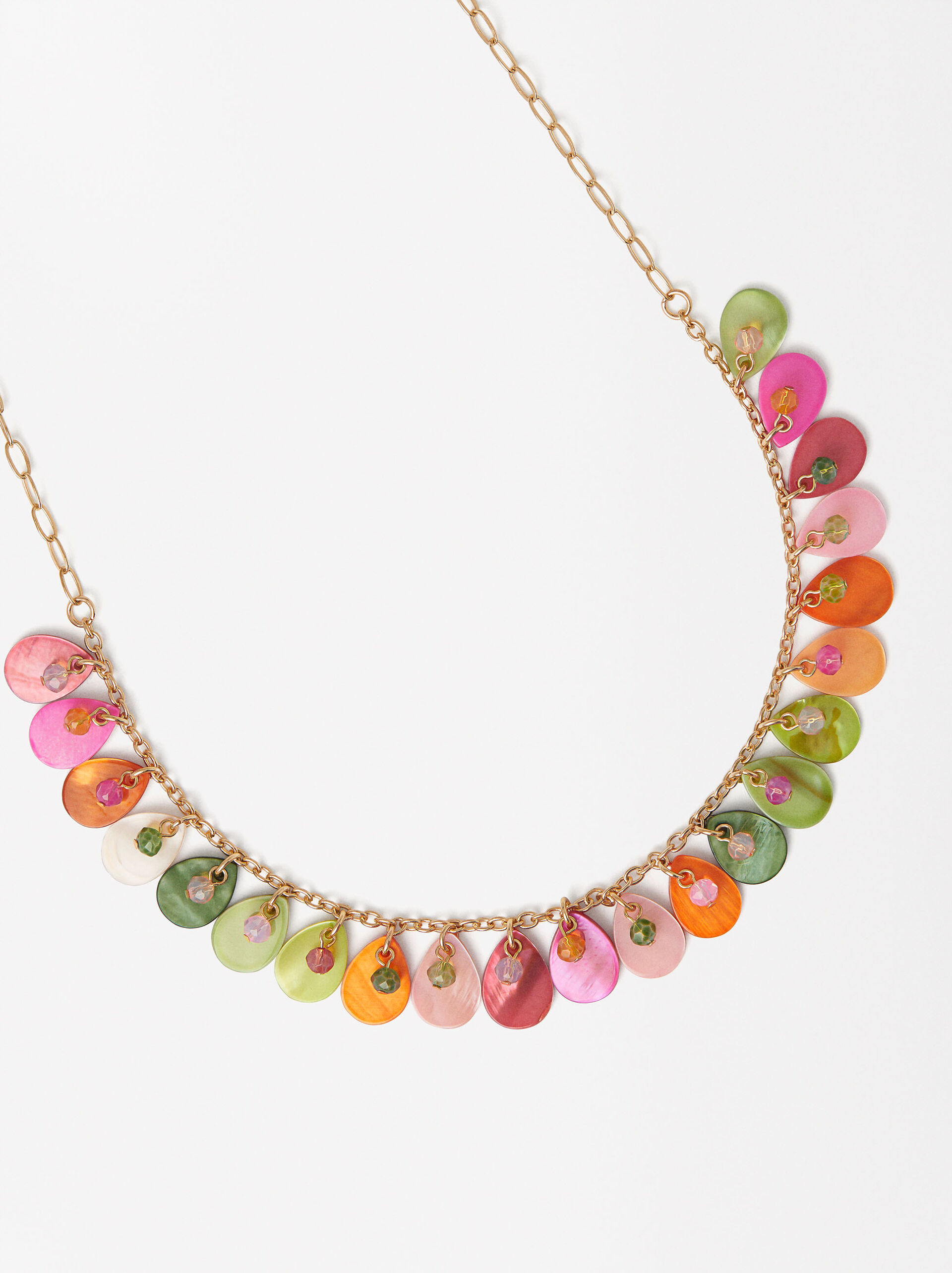 Multicolored Shell Necklace With Crystals image number 1.0