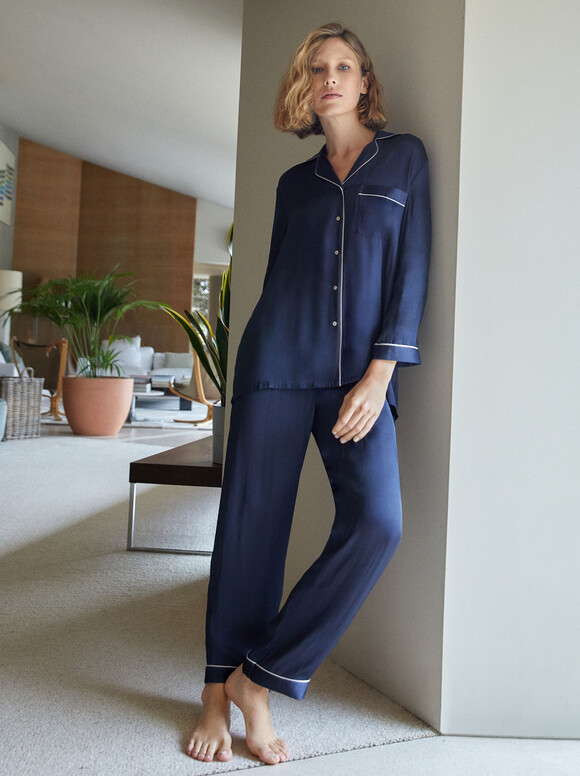 Conjunto Pijama Personalizable Con Antifaz, Azul Marino, hi-res