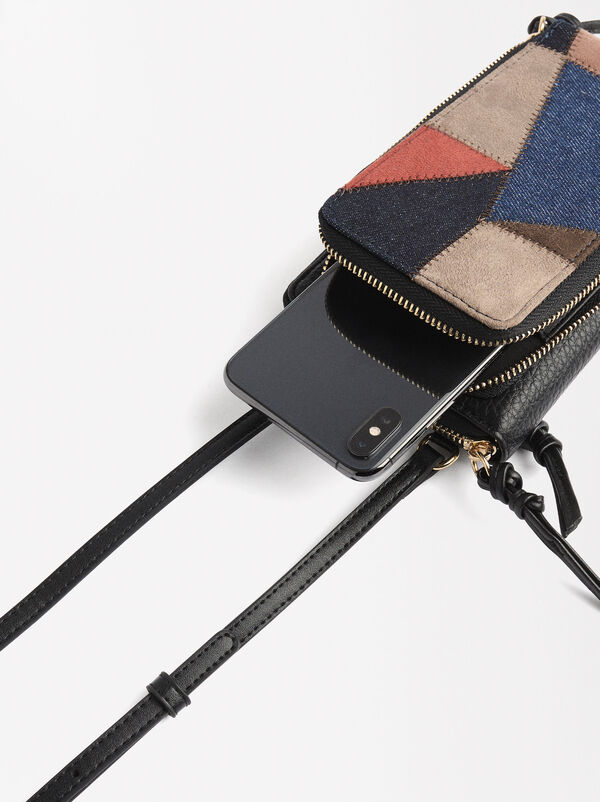 Patchwork design mobile phone bag