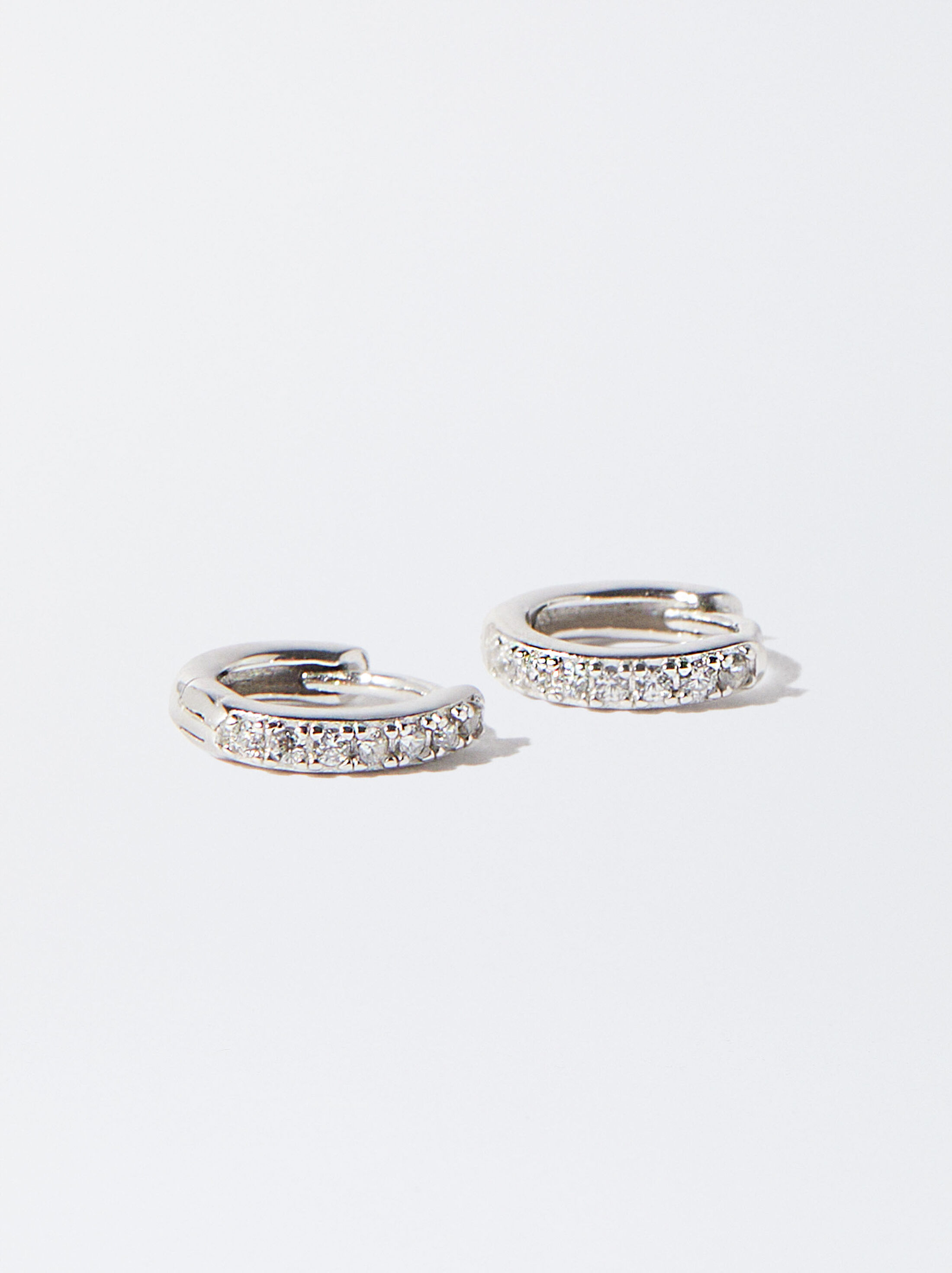 925 SILVER PERSONALISED HOOP EARRINGS WITH ZIRCONIAS image number 2.0