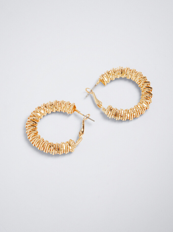 Golden Irregular Hoop Earrings, Golden, hi-res