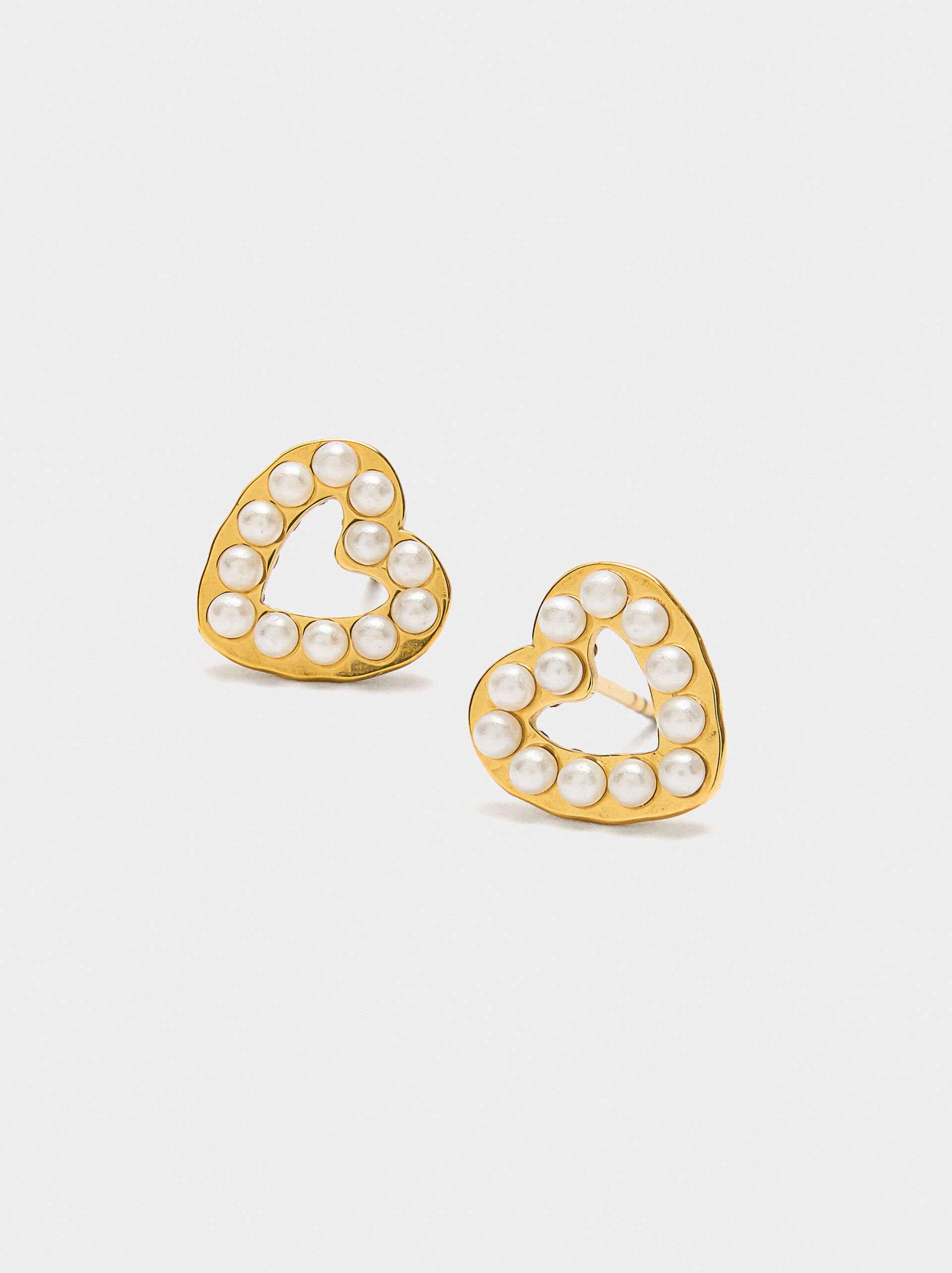 Heart earrings with pearls image number 1.0