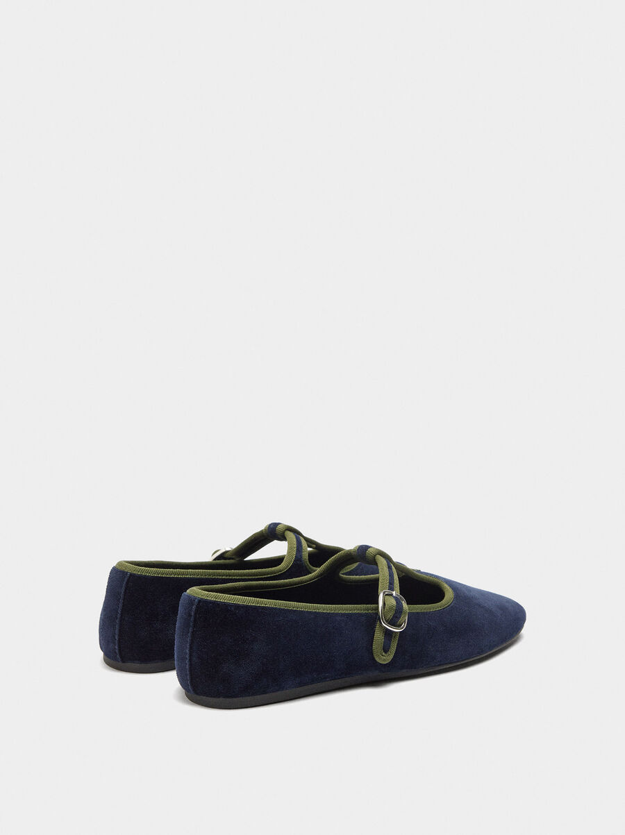 T-bar ballet flats with soft texture