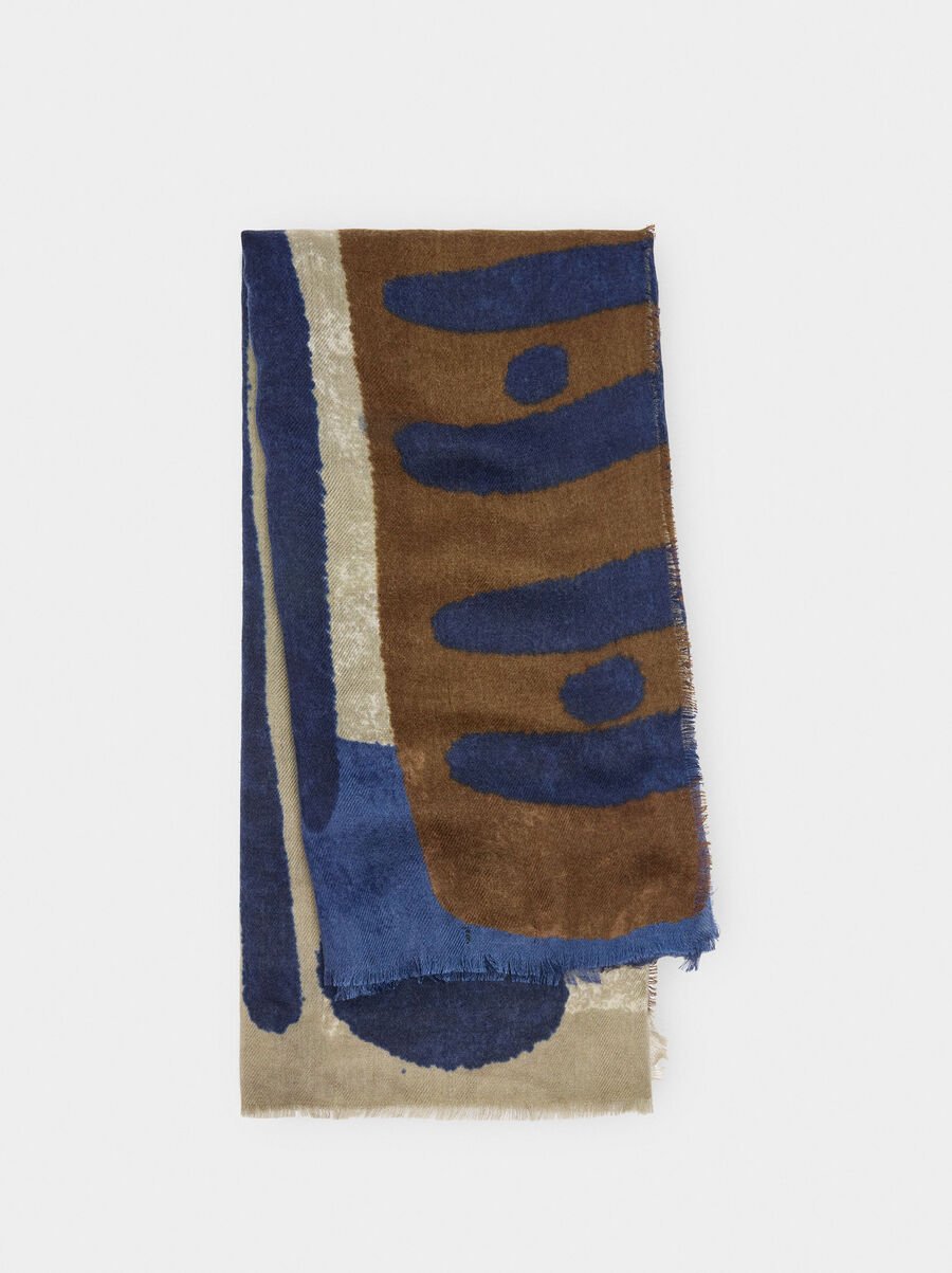 Printed scarf with wool