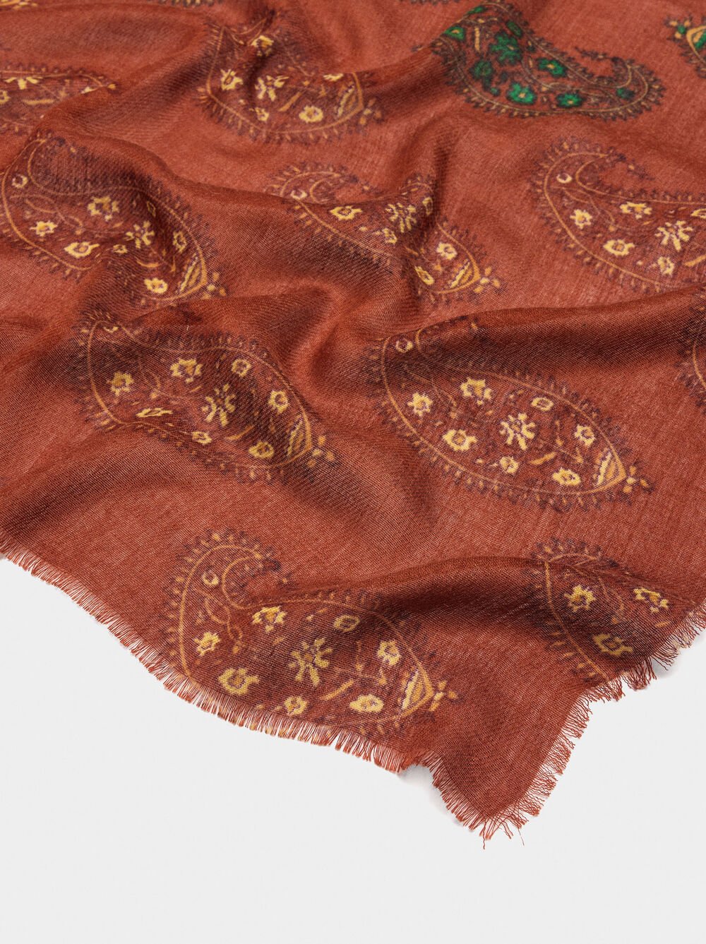 Printed scarf with wool blend