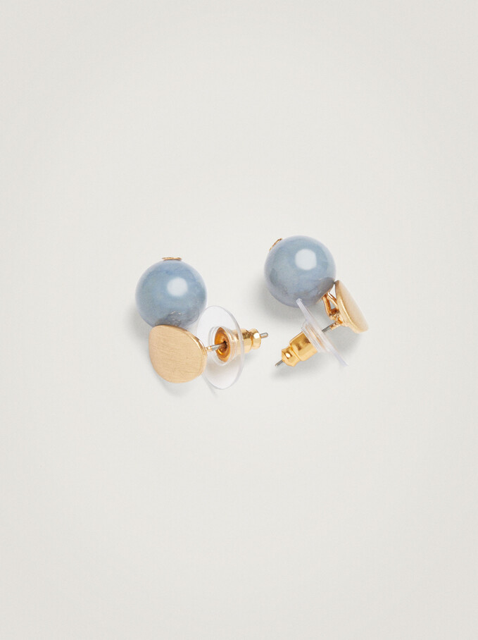 Earrings With Stone, Blue, hi-res