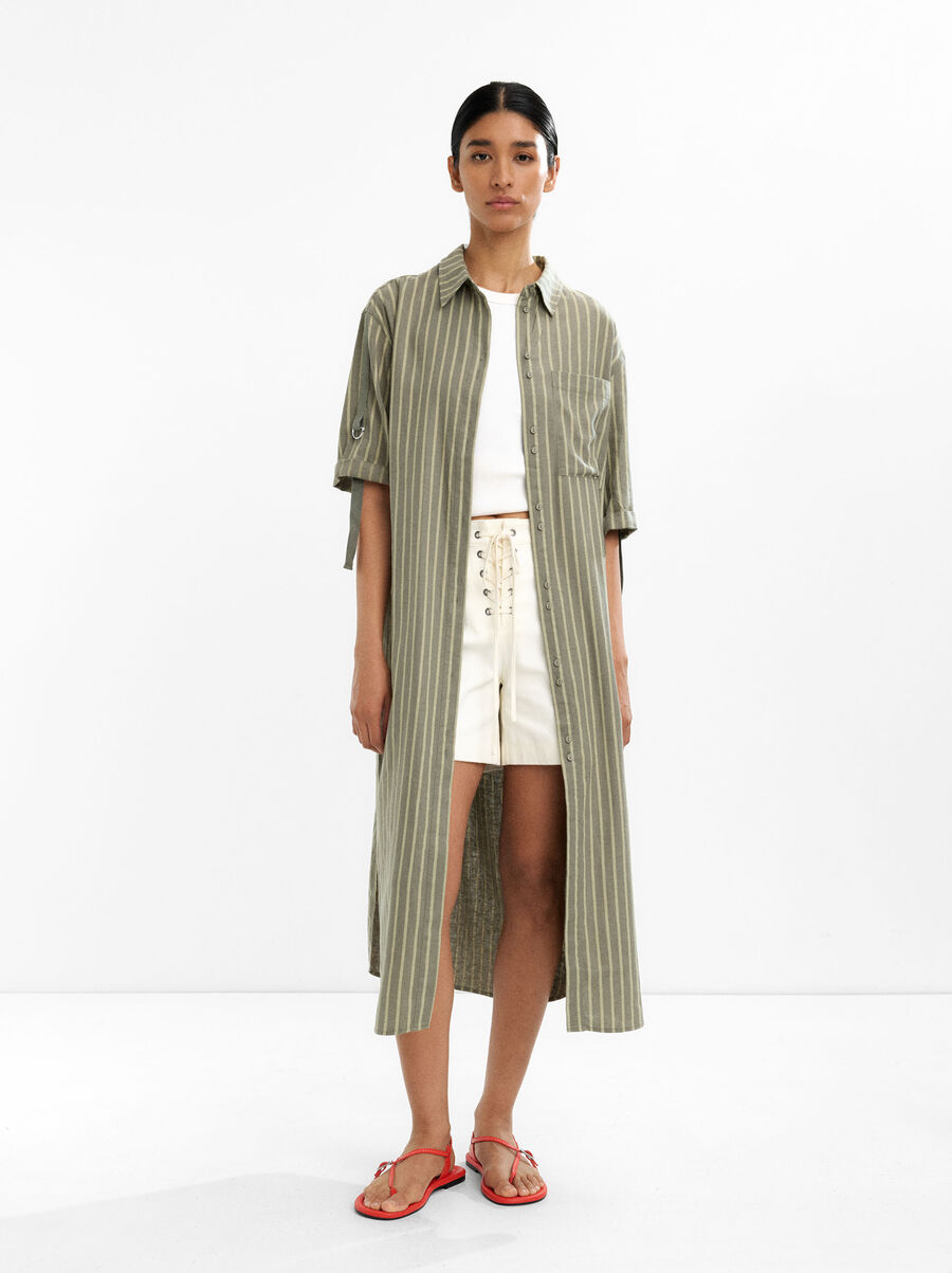 Striped shirtdress linen blend