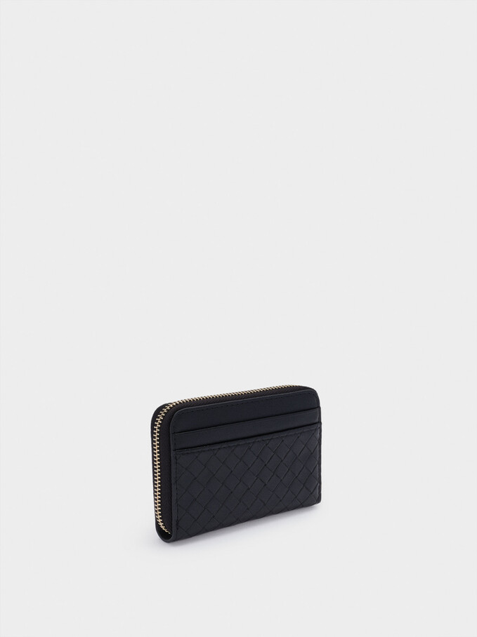 Compact Woven Wallet, Black, hi-res