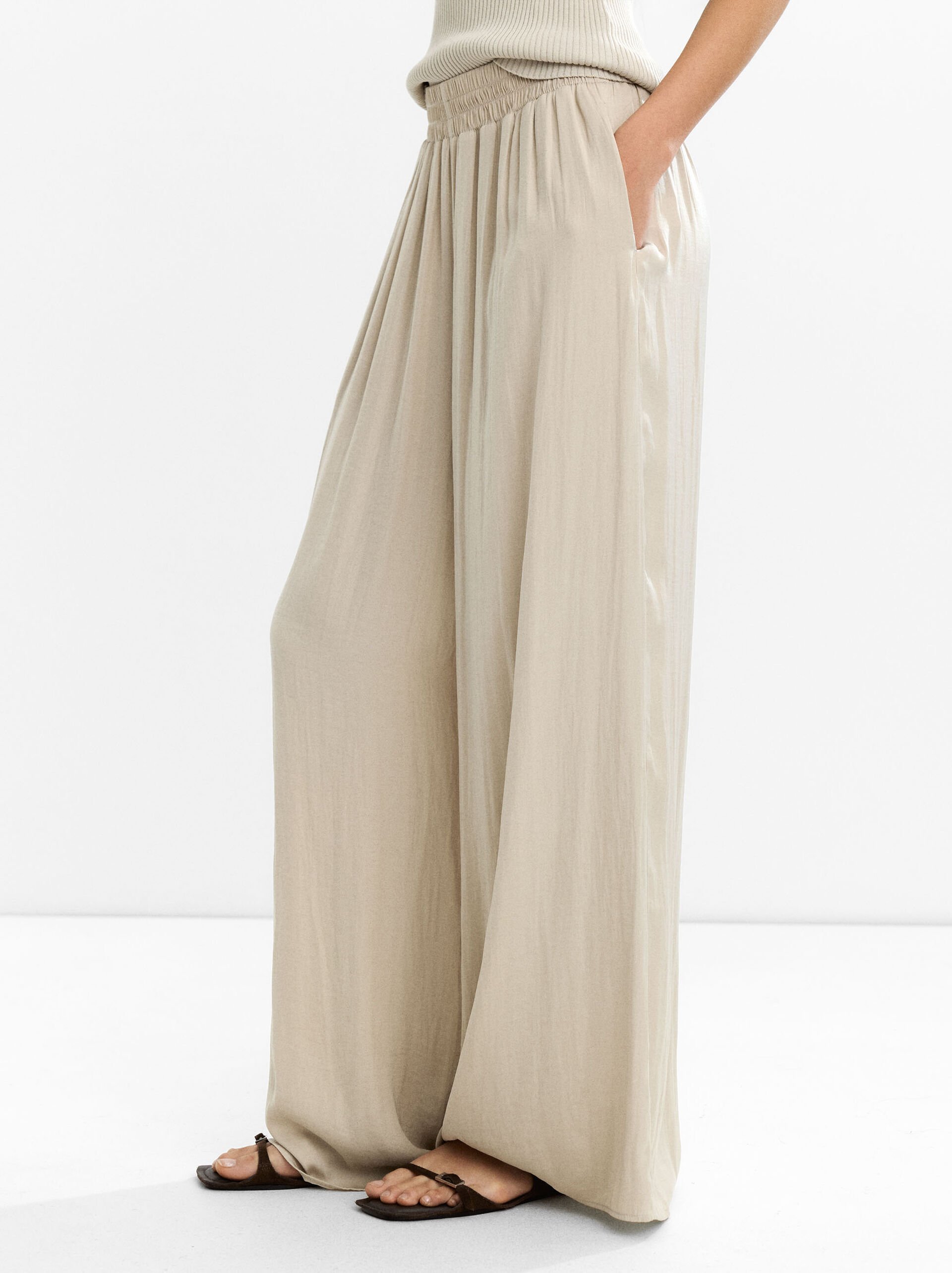 Pleated textured trousers image number 2.0