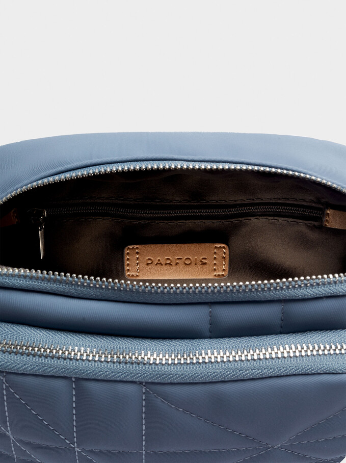 Suede Textured Crossbody Bag, Blue, hi-res
