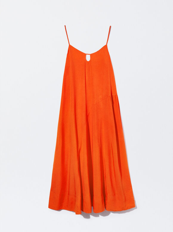 Vestido Midi De Tirantes, Naranja, hi-res
