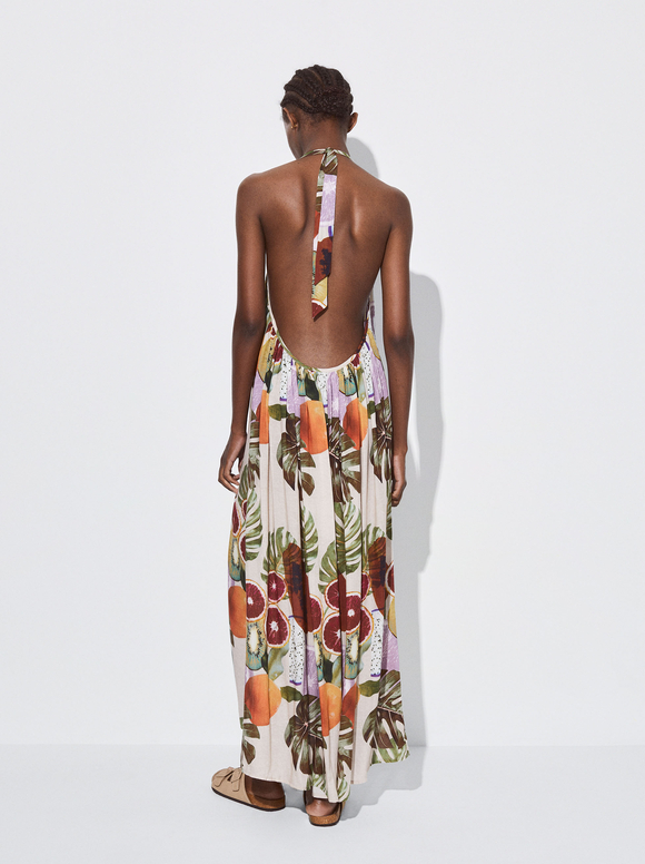 Printed Modal Dress, Multicolor, hi-res