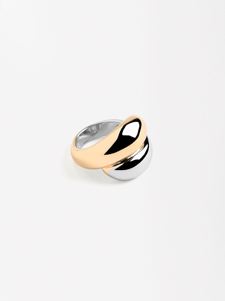 Anello incrociato bicolore 