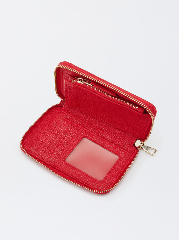 Coin Purse With Zip Fastening, Red, hi-res