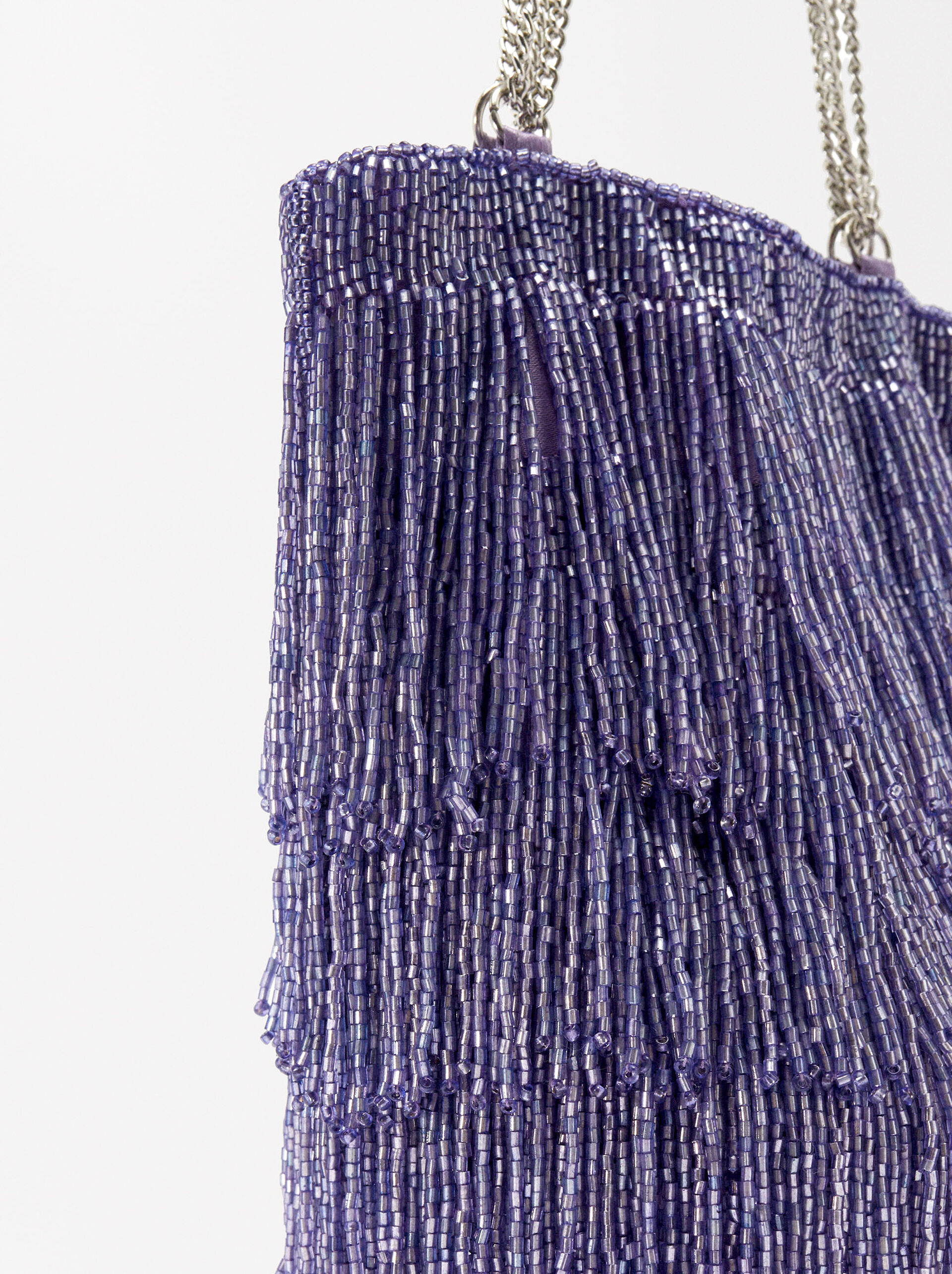 Bolso De Fiesta Abalorios Plateado Parfois