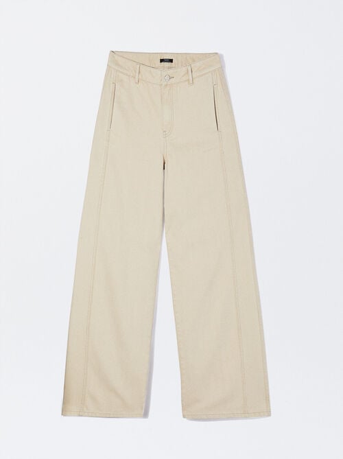 Pantalon Large En Coton