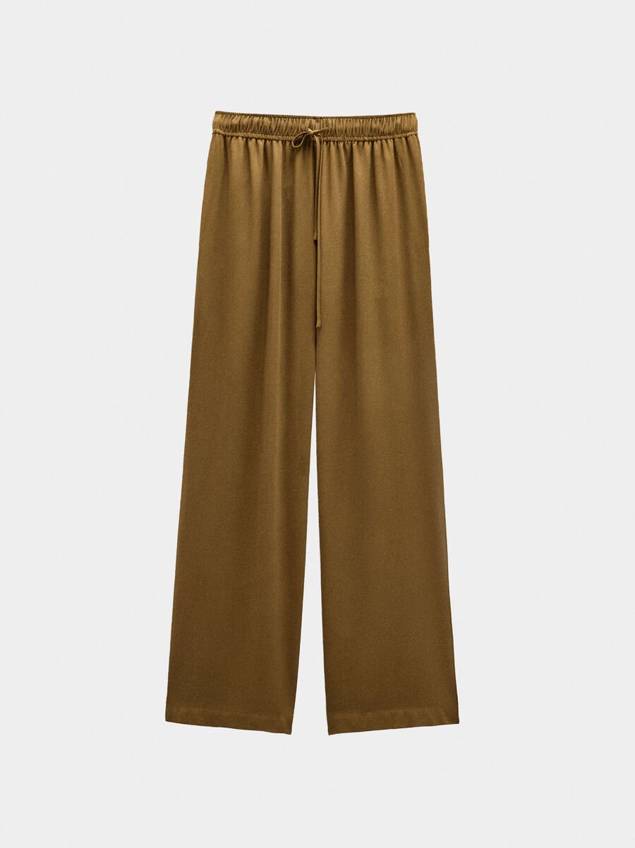 Trousers of lyocell with elastic waist