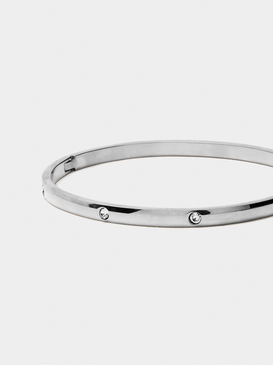 Pulsera r&iacute;gida con cristales - acero inoxidable