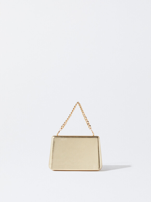 Party Clutch With Chain Handle, Golden, hi-res