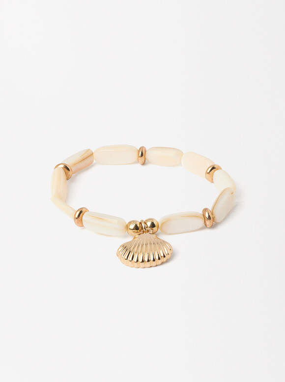 Golden Shell Bracelet, White, hi-res