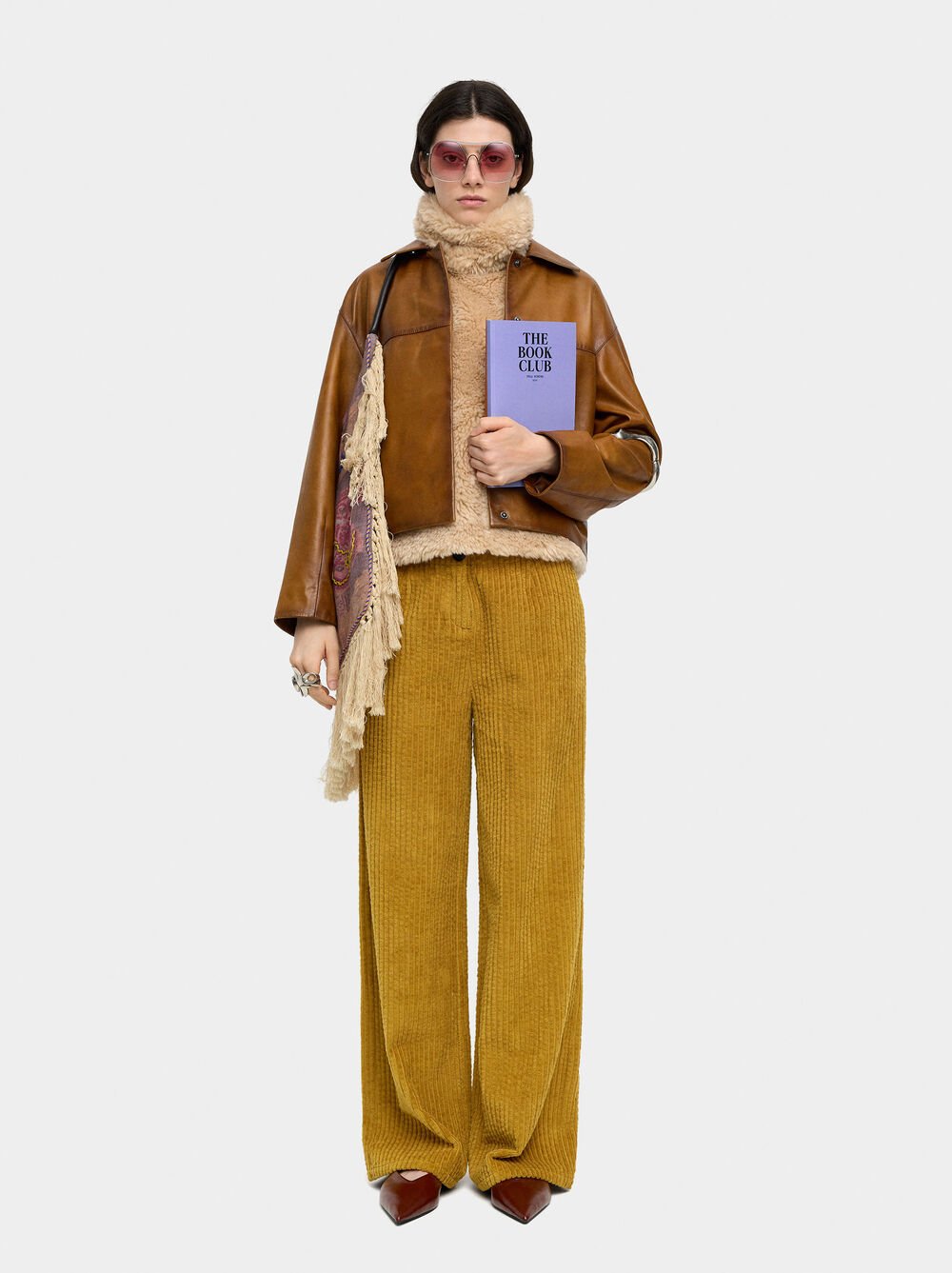 Leather jacket with topstitching