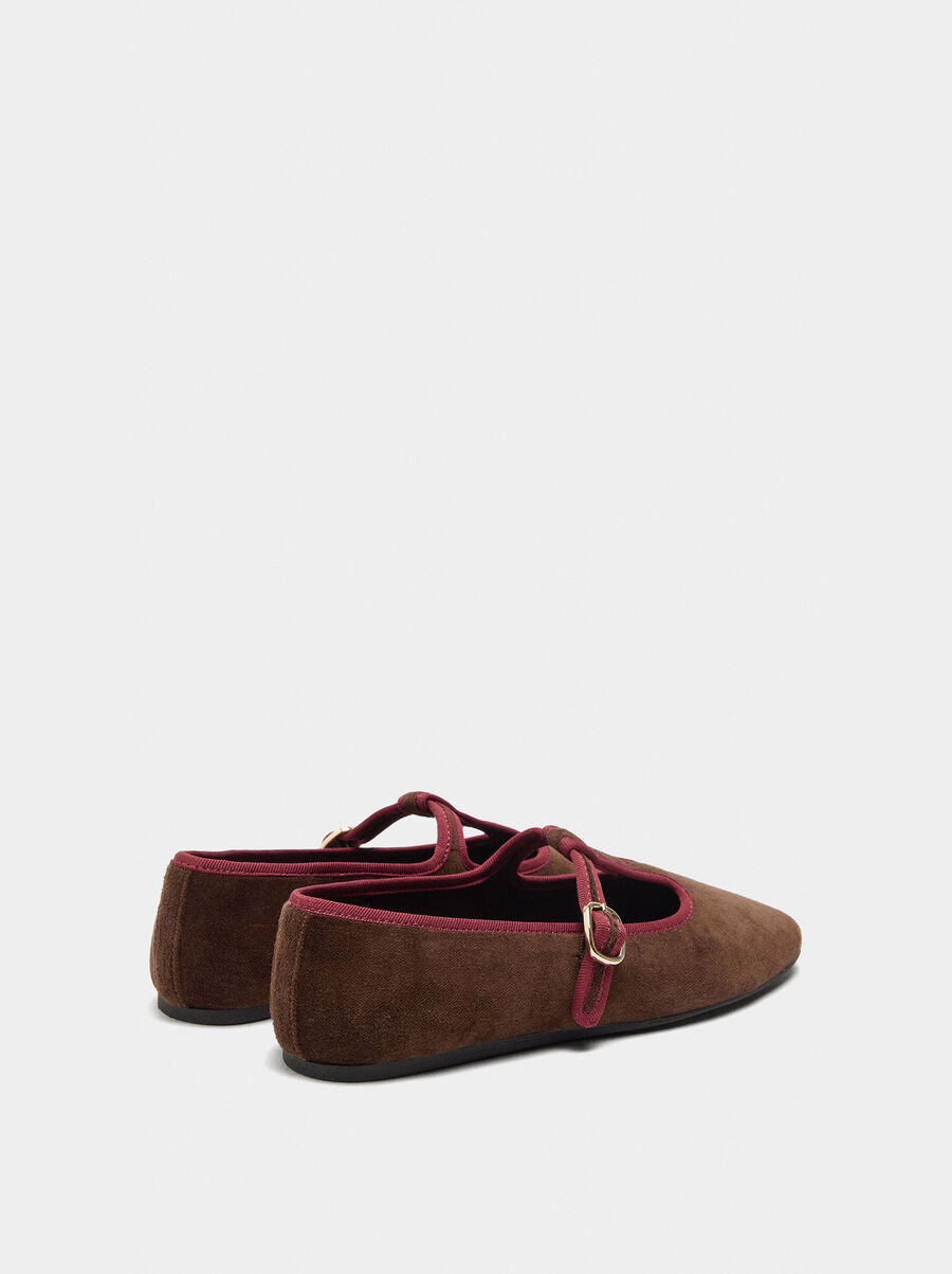 T-bar ballet flats with soft texture